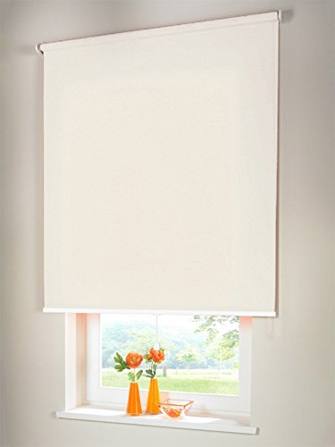 Easy-Shadow Hochwertiges Sichtschutzrollo Mittelzugrollo Springrollo Rollo Verdunkelung 162 x 160 cm / 162x160 cm creme // Maßanfertigung