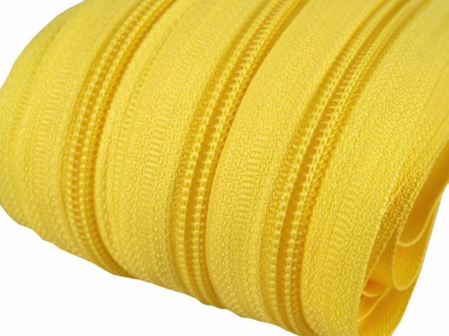 2 m endlos Reißverschluss 5 mm Laufschiene + 5 Zipper Meterware teilbar Farbwahl (gelb)