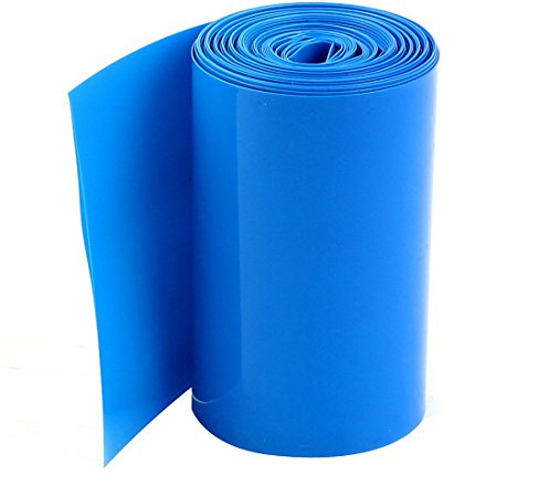sourcing map PVC Schrumpfschlauch Batterieverpackung für 18650 Netzteile 70mm Flach 5m Blau