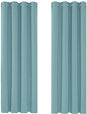 Deconovo Cortinas Opacas 2 Piezas para Dormitorio Salón Modernas, Aislantes Térmicas y Reducción de Ruido, EcolóGicas Certificadas,117 x 183 cm - Azul Claro