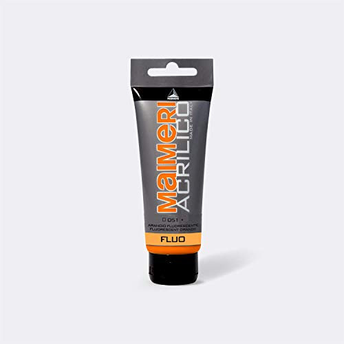 Maimeri Pintura acrílica naranja fluorescente 75 ml profesionales, SEMILUCIDI