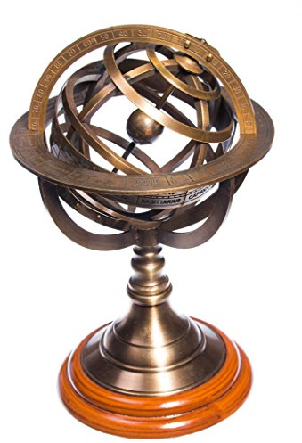 Armillarkugel aus Messing, Astronomie, 21 cm, mit Fuß, Vintage, Pirat Steampunk, Globus