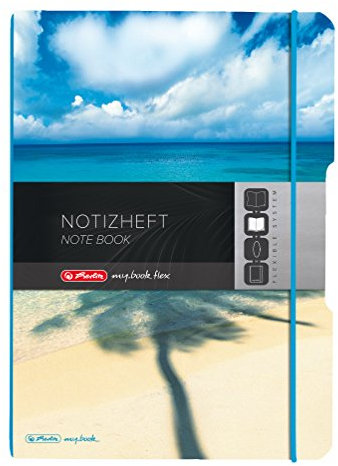 Herlitz 11415502 Notizheft my book flex Design, A4, 40 Blatt kariert und liniert, PP-Folie Palme