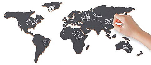 Chalkboard Map - Self Adhesive Map With Chalk, Travel Gift - Luckies of London
