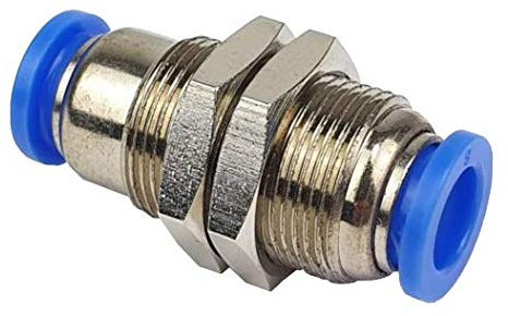 Pneumatik Schottverschraubung - Push In Fitting Schott-Steckverbindung - Steckverbinder für Druckluft & neutrale Gase (6mm Schlauchanschluss)