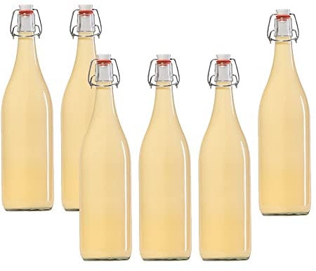 hocz 10er Set Bügelflaschen Bügelflasche Glasflaschen mit Bügelverschluss 1L 1000 ml Typ A zum Selbstbefüllen