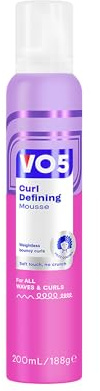 VO5 Curl Defining Mousse, 200ml | Frizz Control Hair Mousse for Curls & Waves, Define & Hold, Ideal for Air-Drying & Styling