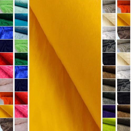 StoffBook BÄRCHENFELL TEDDYFELL FELL STOFF FELLIMITAT STOFFE METERWARE, D205 (Goldgelb)