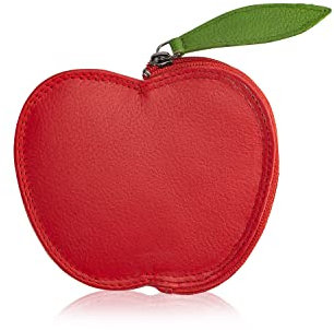 Josephine Osthoff Geldbörse Damen Apfel Portemonnaie klein KleinGeldbörse Münzbörse Geldbeutel Kinder echt Leder RFID-Schutz (901), Farbe:Rot/Grün