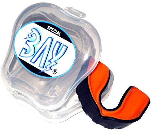 BAY® PRO LINE CE - MMA - ZAHNSCHUTZ - schwarz mit belüfteter BOX, Sport Mundschutz, Zahnschützer, Mundschützer