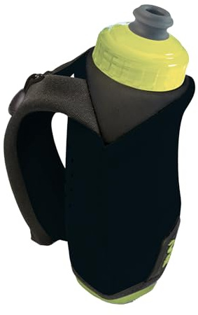 Amphipod Hydraform Ergo-Lite Handheld Water Bottle, BPA-Free Minimalist Insulated Hydration for Ultra-Running & Walking - Black/Green -10.5 oz