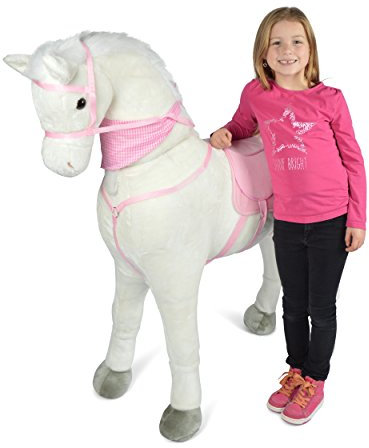 Pink Papaya Giant XXL Kinder Spielpferd zum Reiten Luna 125 cm | Plüschpferd | Fast lebensgroßes Pferd zum Reiten für Kinder | Stehpferd bis 100kg belastbar mit Sounds