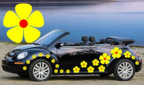32 YELLOW & RED CENTER PANSY CAR DECAL STICKERS,CAR GRAPHICS