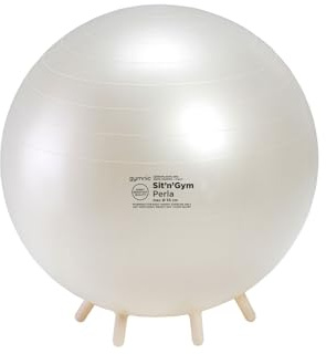 GYMNIC Sit’n’Gym Perla palla da seduta gonfiabile con piedini antiscivolo, colore bianco perla, sedia ergonomica antiscoppio per postura corretta e benessere in ufficio o a casa
