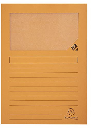 Exacompta 50104E Fenstermappen Packung, 100 Stück, mit Organisationsdruck aus Recycling-Karton 120 g, forever, Din A4, orange