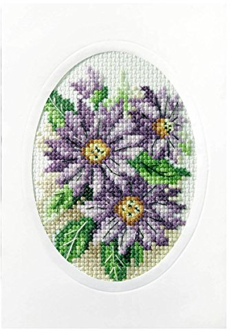 Orchidea Purple Dahlias Card Cross Stitch Kit