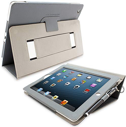 Snugg iPad 3/4 Schutzhülle, Leder Schutz Klapphülle Case Cover Ständer für Apple iPad 3/4 - Grau
