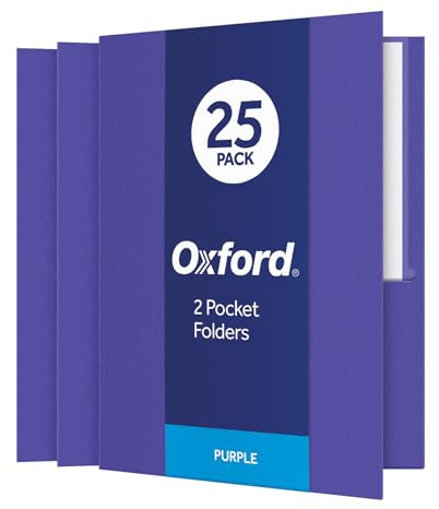 Oxford Twin-Pocket Folders, Textured Paper, Letter Size, Purple, Holds 100 Sheets, Box of 25 (57514EE), 8-1/2 x 11