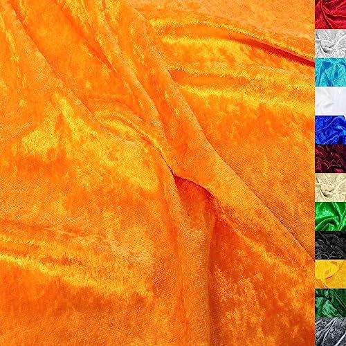 TOLKO 1m Pannesamt Stoff Meterware | glänzender Stretch Samt 145cm breit für Vorhänge Gardinen Bühne Kostüm Kleid Bekleidung | Pannesamt-Dekostoff | Stoffe zum Nähen Meterware Dekorieren (Orange)
