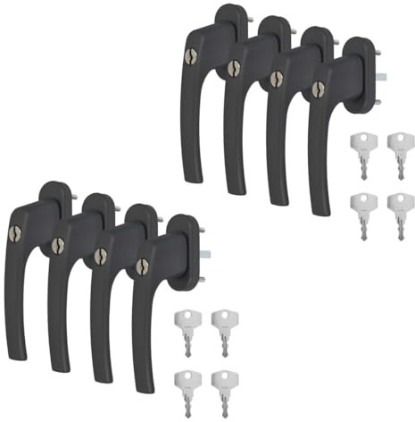 8 x Alu Fenstergriff in Grau RAL 7016 abschließbar - Stiftlänge 40mm