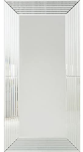 Kare Design Spiegel Linea Silber, Wandspiegel, Wandspiegel für Wohnzimmer, Schlafzimmer, Flur, Ganzkörperspiegel, Ankleidespiegel, Dekospiegel, (H/B/T) 200x100x4,5cm