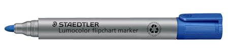 Staedtler Lumocolor Flipchart Marker 356-3 Bullet Tip - Blue (Pack of 10) | Bullet tip, ink does not bleed through, DRY SAFE technology - item no. 356-3