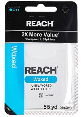 Reach REACH gewachste Zahnseide für Plaque und Lebensmittelentfernung, Unflavored, 55 Yards