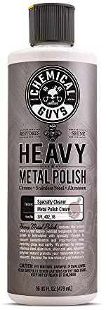 Chemical Guys Heavy Metal Polish Restorer and Protectant - Cleans, Restores & Protects, Aluminum, Stainless Steel, Chrome Polish & More, Safe for Cars, Trucks, Motorcycles, RVs, and Boats - 16 oz