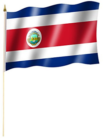 Stockflagge/Stockfahne COSTA RICA Flagge/Fahne ca. 30 x 45 cm mit ca. 60cm Stab/Stock