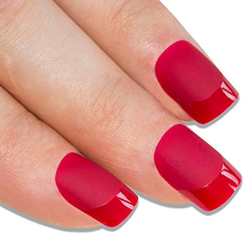 Art bling faux ongles manucure française mat Rouge Moyen Conseils UK