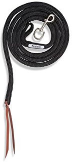 Barefoot Führseil Energy schwarz – 370cm Länge – Bodenarbeit & Pferdetraining – mit und ohne Karabinerhaken nutzbar – Seil mit Lederenden für Halfter & Zaumzeug