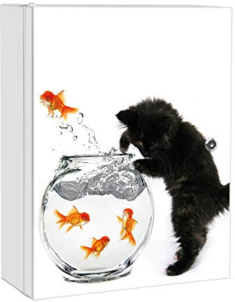 banjado Medizinschrank abschliessbar mit Motiv Katze Und Fisch 35x46x15cm - großer Arzneischrank für die Hausaphotheke - Medikamentenschrank aus Metall zur Medikamenten Aufbewahrung