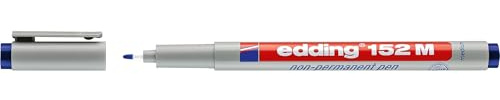 edding 152 M non-permanenter Folienschreiber - blau - 1 Stück - Rundspitze 1 mm - Stift zum Schreiben auf Glas, Kunststoff, Folien und glatten Oberflächen - schnelltrocknend, mit Wasser korrigierbar