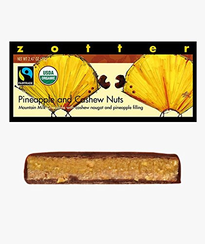 Zotter Bergmilchschokolade mit Ananas & Cashewnougat, handgeschöpft (70 g) - Bio
