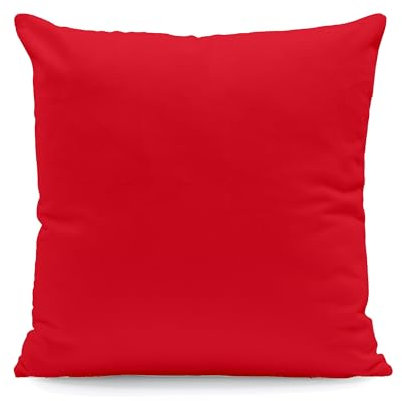Hans-Textil-Shop Kissenbezug 40x40 cm Uni Rot Baumwolle Dekokissen Kissenhülle Couchkissen Sofakissen Deko Reißverschluss