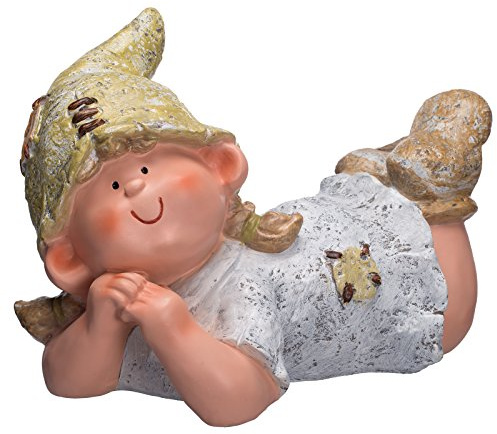 Niedliche schöne aufwendig gearbeitete Wichtel Figur Mädchen NF87125 Der Hingucker in Ihrem Garten, 36 cm breit, Deko , Dekorationsfigur für Innen und Außen, Gartendekoration, Gartenfigur, Skulptur