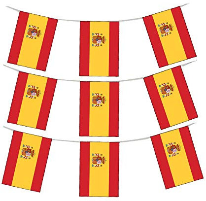 SHATCHI Crest Spain Spanish National Fabric Bunting 3M 10 Flags Rugby Football Fans Decorations Europe Country Support, Multi