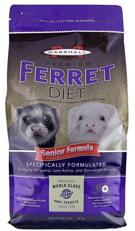 Marshall Premium Ferret Diet Senior Formula – 4 lbs – Supports Digestion, Muscle Health & Vitality – Balanced Nutrition for Aging Ferrets with Essential Nutrients