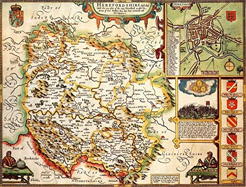 Ryco Originals HERE1 Herefordshire Historical Map 1000 Piece Jigsaw Puzzle (1610). Free Print