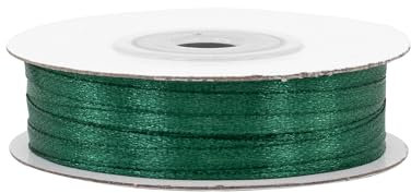Satinband 3mm x 50m Rolle - FARBAUSWAHL in 3/6/12/18/25/38/50/75/100mm - farbecht & waschbar - Schleifenband für Hochzeit - Geschenkband zum Verpacken Dekorieren Basteln - Dunkelgrün 587