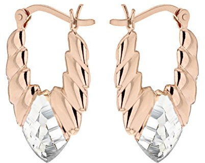 Tuscany Silver Damen Creolen Rotgold Vergoldet Sterling Silber Deko Lorbeer