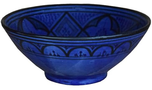 Orientalische marokkanische Keramikschale Keramik Obst Salat Reis Schale Schüssel Deko XXL Color Blau