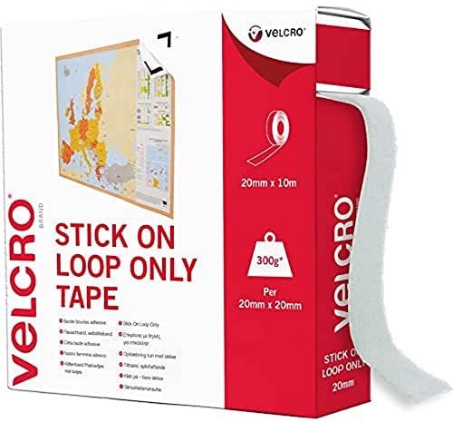 Velcro Marque, Ruban Adhésif Auto-Agrippant À Boucles Uniquement, Qui Se Coupe À La Longueur Désirée & Parfait Pour La Décoration De Pièce, Maison, Bureau, Dans Le Garage, Blanc 20 Mm X 10 M
