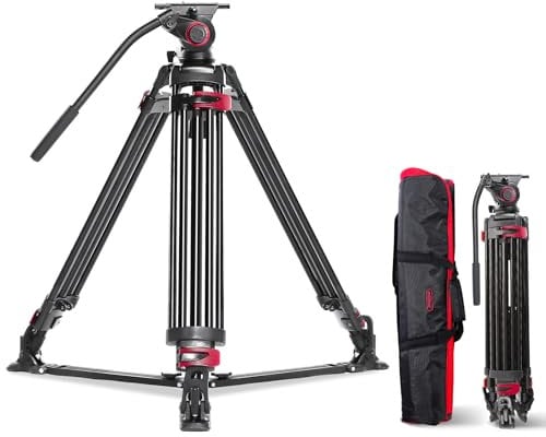miliboo MTT609A Professional Photography Tripod, Heavy Duty Tripod with Adjustable Damping Head, Video Tripods for Professionals/Practitioners, Working Height 33.5''-66'',Max Load 33 LBS, Aluminum