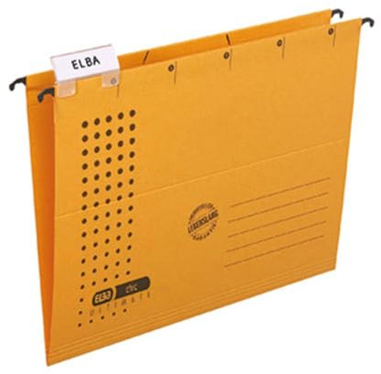 ELBA Hängemappe chic für A4, aus Karton, seitlich offen, gelb, 5er Pack