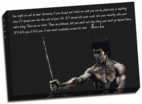 Große Bruce Lea Inspiration qoute 2 Leinwand Druck Poster, 76 x 51 cm