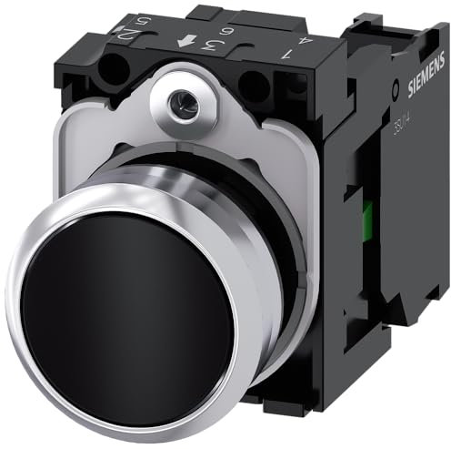 Siemens 3SU11500AB101BA0 3SU1150-0AB10-1BA0 Drucktaster Frontring Metall, Hochglanz, Betätiger flach Schwarz 1 St.