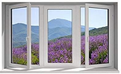 Stickers trompe l'oeil fenêtre la Provence - L 150cm x H 90cm