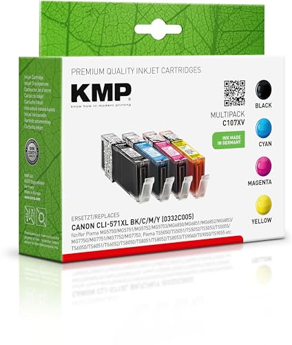 KMP Tintenpatrone passend für Canon CLI571CXL, CLI571MXL Multipack - für Pixma MG5750 MG5751 MG5752 MG5753 MG6850 MG6851 MG6852 MG6853 MG7750 MG7 etc.