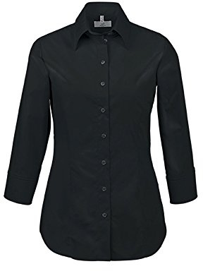 GREIFF Größe 48 Corporate Wear Basic Damen Bluse 3/4-Arm Regular Fit Schwarz Modell 6517